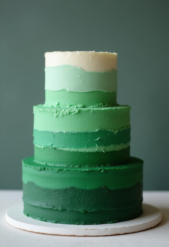 30 Emerald Green Cake Ideas for a Luxurious Wedding Celebration 104 30 Emerald Green Cake Ideas for a Luxurious Wedding Celebration - 18. Layered Colors