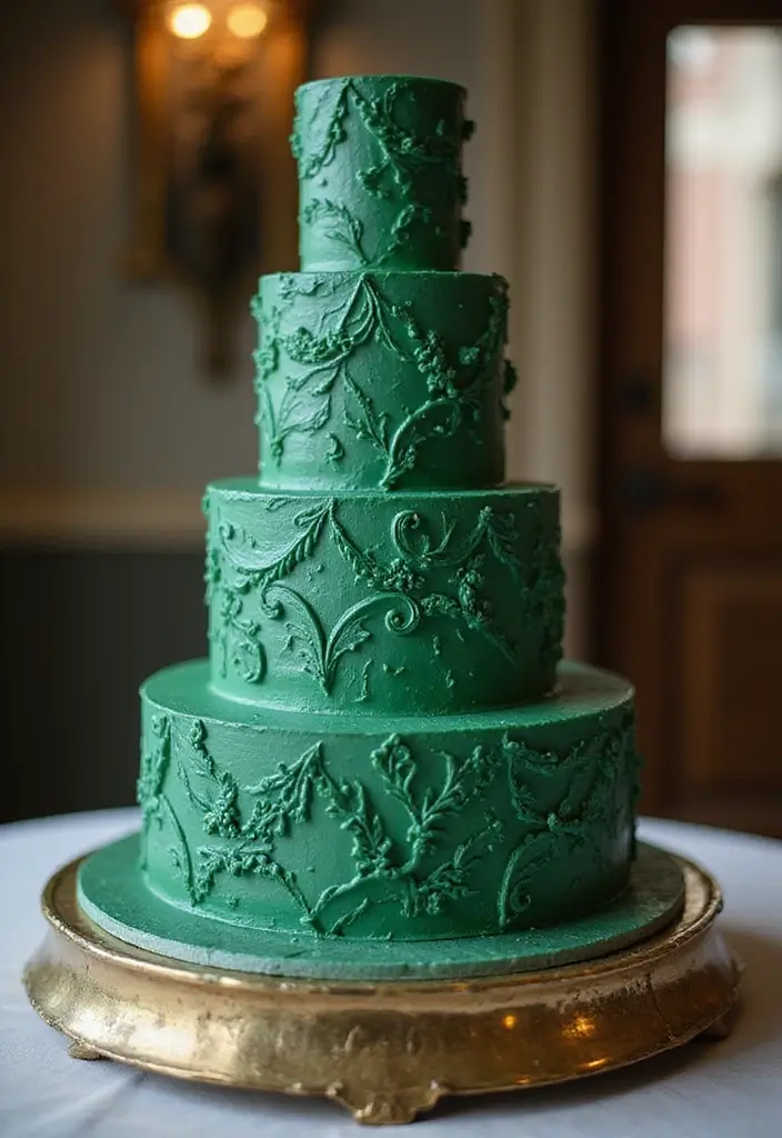 30 Emerald Green Cake Ideas for a Luxurious Wedding Celebration 109 30 Emerald Green Cake Ideas for a Luxurious Wedding Celebration - 19. Texturizing Frosting