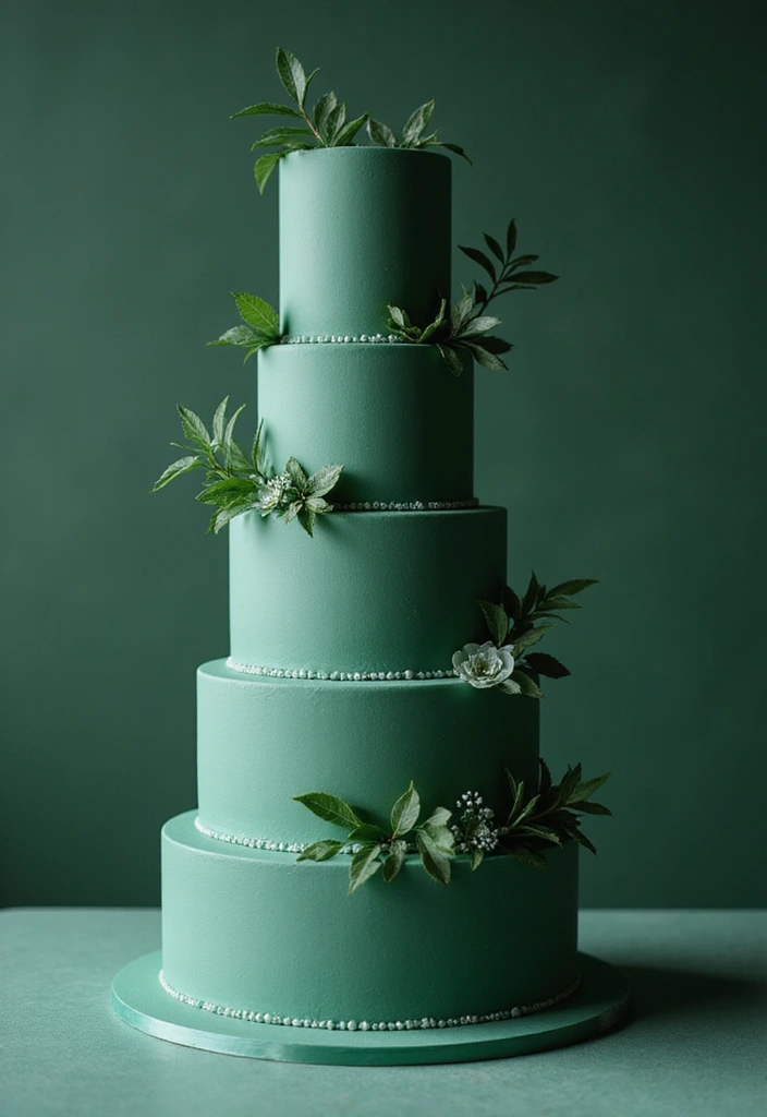 30 Emerald Green Cake Ideas for a Luxurious Wedding Celebration 131 30 Emerald Green Cake Ideas for a Luxurious Wedding Celebration - 23. Round and Square Tier Mix