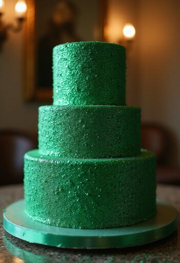 30 Emerald Green Cake Ideas for a Luxurious Wedding Celebration 159 30 Emerald Green Cake Ideas for a Luxurious Wedding Celebration - 27. Edible Glitter and Sparkle