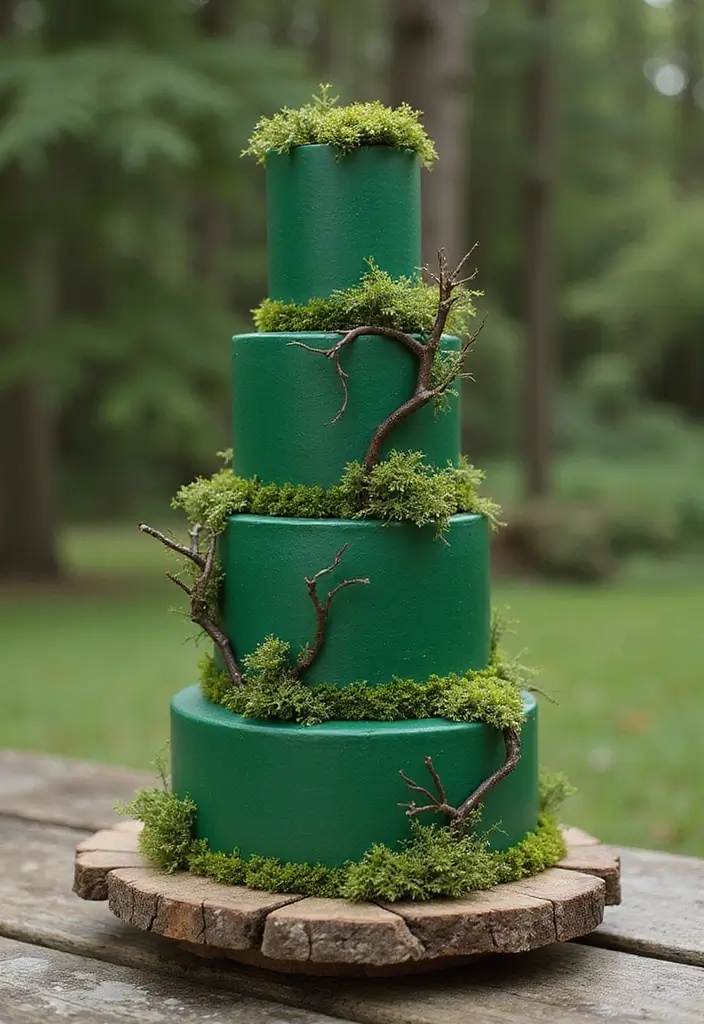 30 Emerald Green Cake Ideas for a Luxurious Wedding Celebration 164 30 Emerald Green Cake Ideas for a Luxurious Wedding Celebration - 28. Forest Inspired
