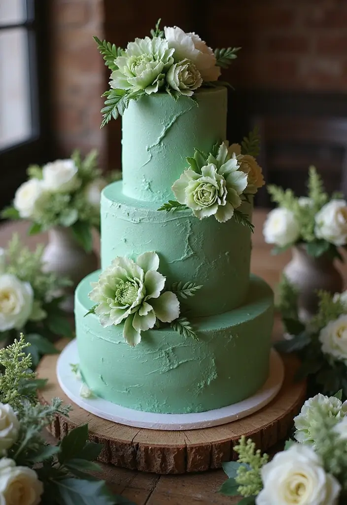 30 Emerald Green Cake Ideas for a Luxurious Wedding Celebration 15 30 Emerald Green Cake Ideas for a Luxurious Wedding Celebration - 3. Floral Fantasy