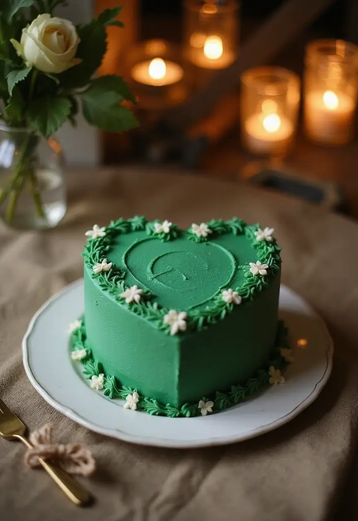 30 Emerald Green Cake Ideas for a Luxurious Wedding Celebration 178 30 Emerald Green Cake Ideas for a Luxurious Wedding Celebration - 30. Sweetheart Cakes