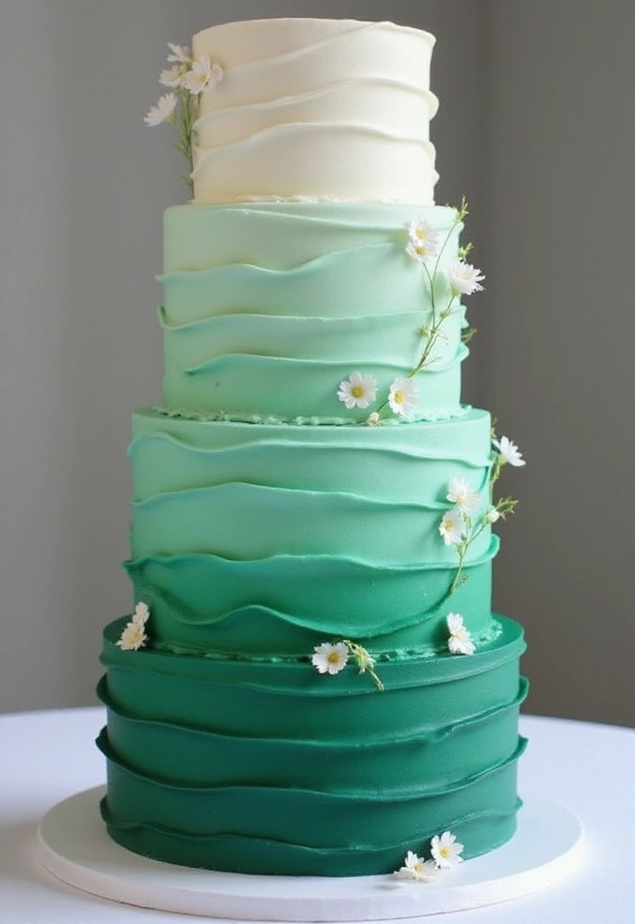 30 Emerald Green Cake Ideas for a Luxurious Wedding Celebration 29 30 Emerald Green Cake Ideas for a Luxurious Wedding Celebration - 5. Ombre Effect