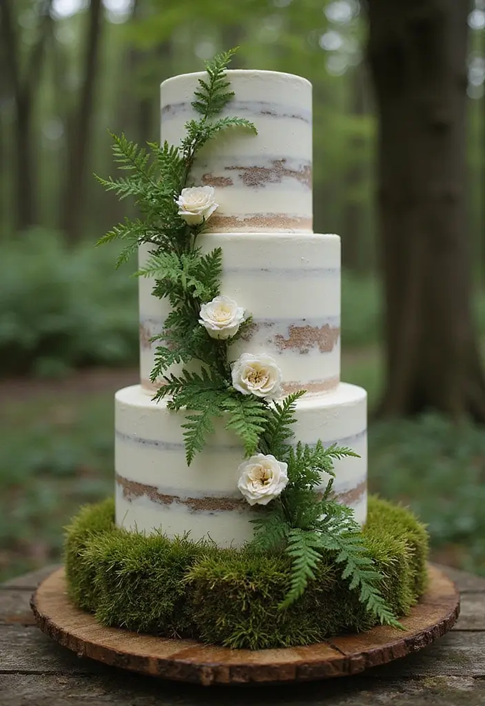 30 Floral Cake Ideas Blooming with Beauty and Elegance 1 30 Floral Cake Ideas Blooming with Beauty and Elegance - 1. Woodland Chic: Moss and Fern Accents