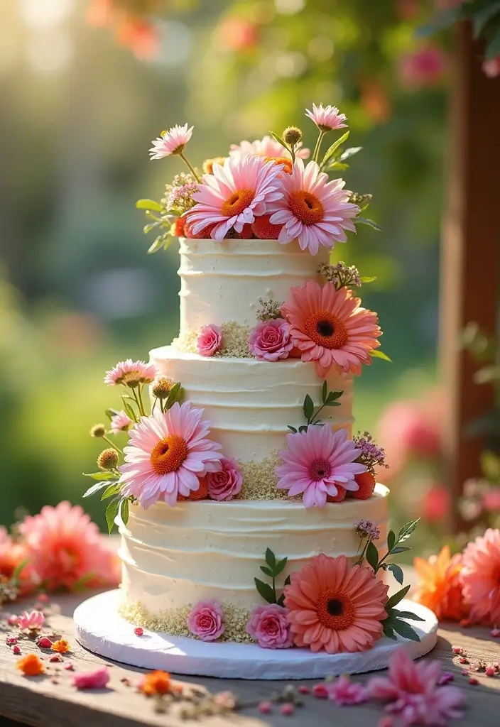 30 Floral Cake Ideas Blooming with Beauty and Elegance 129 30 Floral Cake Ideas Blooming with Beauty and Elegance - 21. Aster and Daisy Delight