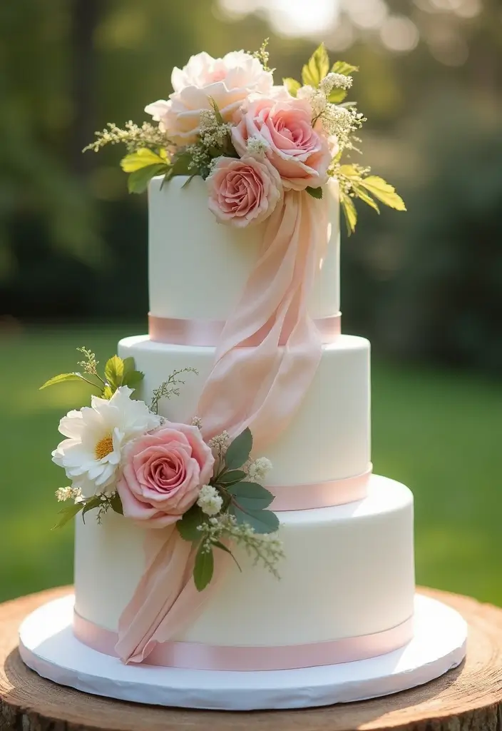 30 Floral Cake Ideas Blooming with Beauty and Elegance 144 30 Floral Cake Ideas Blooming with Beauty and Elegance - 24. Cascading Floral Ribbons