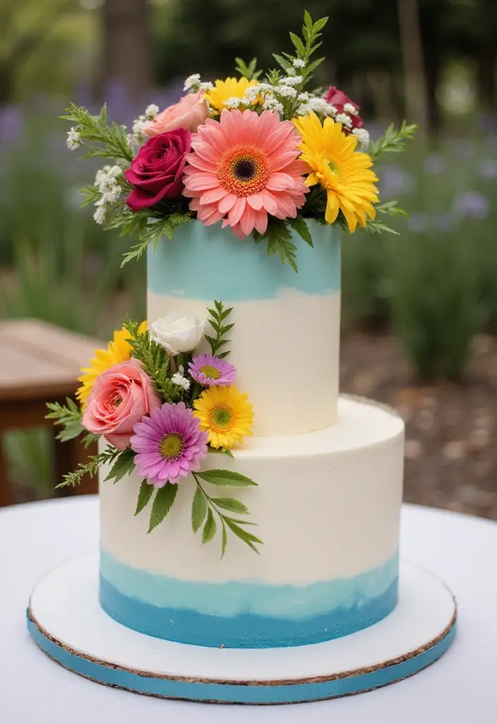30 Floral Cake Ideas Blooming with Beauty and Elegance 156 30 Floral Cake Ideas Blooming with Beauty and Elegance - 26. Mixed Floral Bouquet Cake