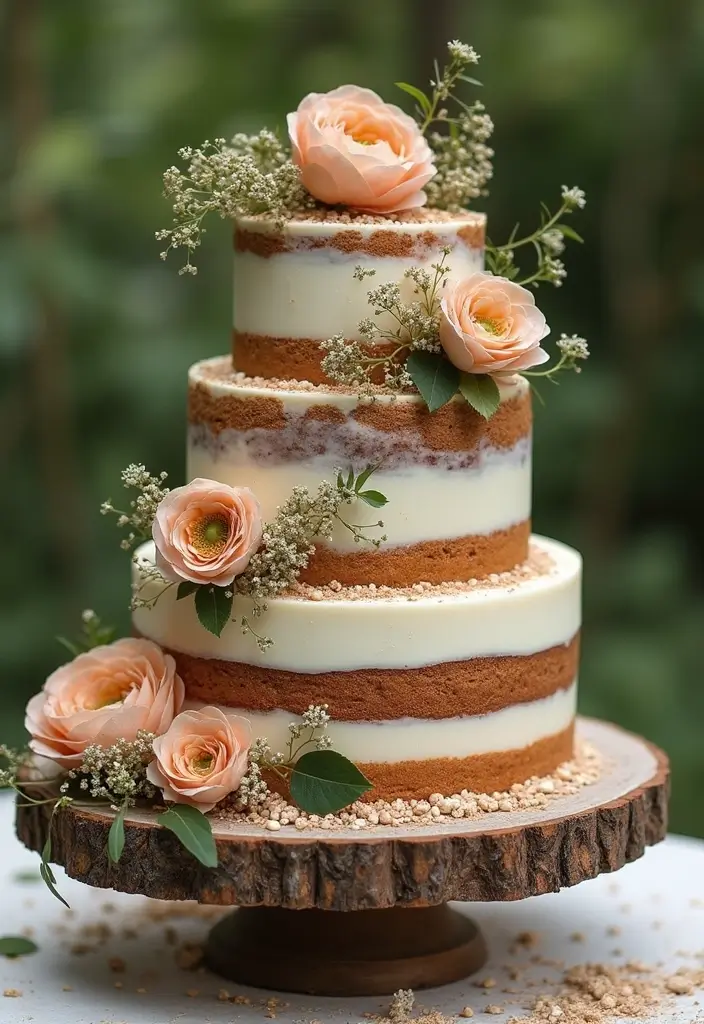 30 Floral Cake Ideas Blooming with Beauty and Elegance 170 30 Floral Cake Ideas Blooming with Beauty and Elegance - 28. Earthy Textures and Layers