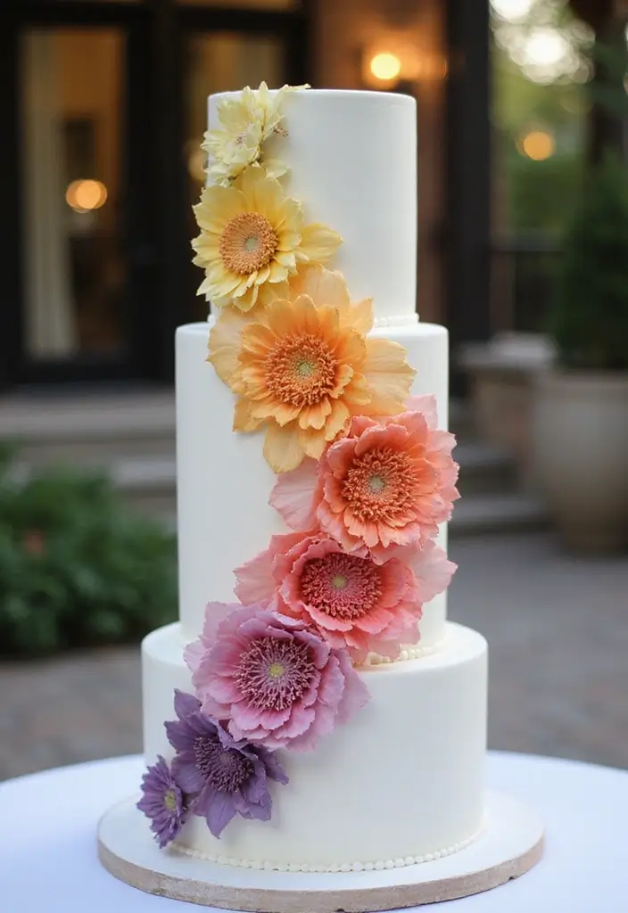 30 Floral Cake Ideas Blooming with Beauty and Elegance 182 30 Floral Cake Ideas Blooming with Beauty and Elegance - 30. Elegant Ombre Floral Design