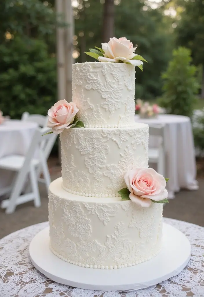 30 Floral Cake Ideas Blooming with Beauty and Elegance 50 30 Floral Cake Ideas Blooming with Beauty and Elegance - 8. Vintage Lace and Floral Elegance