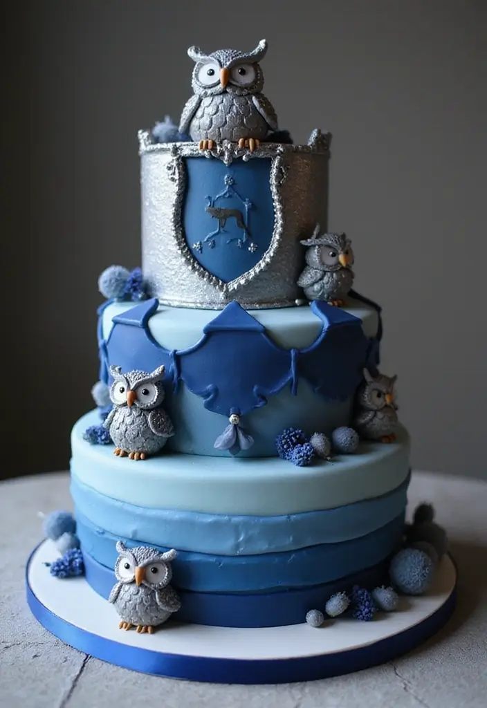 30 Harry Potter Cake Ideas Straight from the Wizarding World - 14. Ravenclaw House Cake