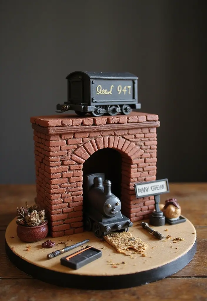 30 Harry Potter Cake Ideas Straight from the Wizarding World - 4. Platform 9¾ Cake