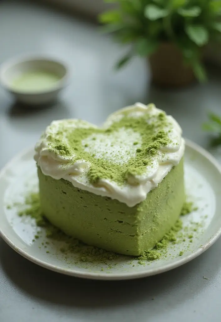 30 Heart-Shaped Cake Ideas for Love-Filled Occasions - 16. Matcha Green Tea Heart Cake