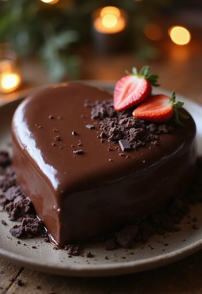30 Heart-Shaped Cake Ideas for Love-Filled Occasions - 2. Chocolate Ganache Heart Cake