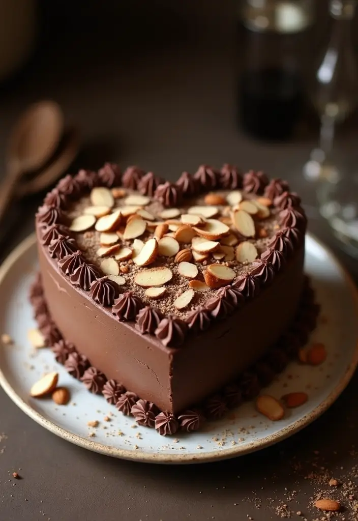 30 Heart-Shaped Cake Ideas for Love-Filled Occasions - 24. Mocha Almond Heart Cake