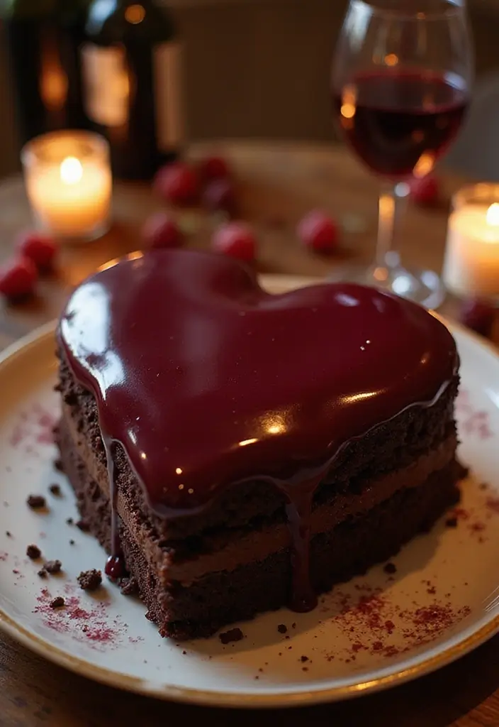 30 Heart-Shaped Cake Ideas for Love-Filled Occasions - 7. Red Wine and Chocolate Heart Cake