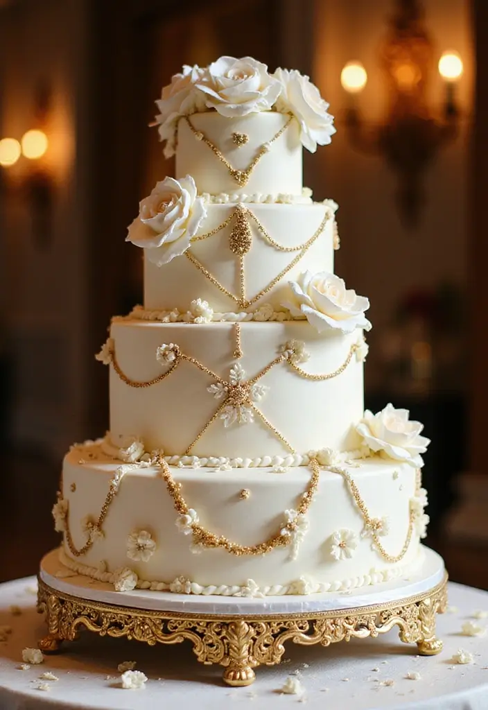 30 Nikkah Cake Ideas for an Elegant Islamic Wedding Celebration 62 30 Nikkah Cake Ideas for an Elegant Islamic Wedding Celebration - 10. Glamorous Gold