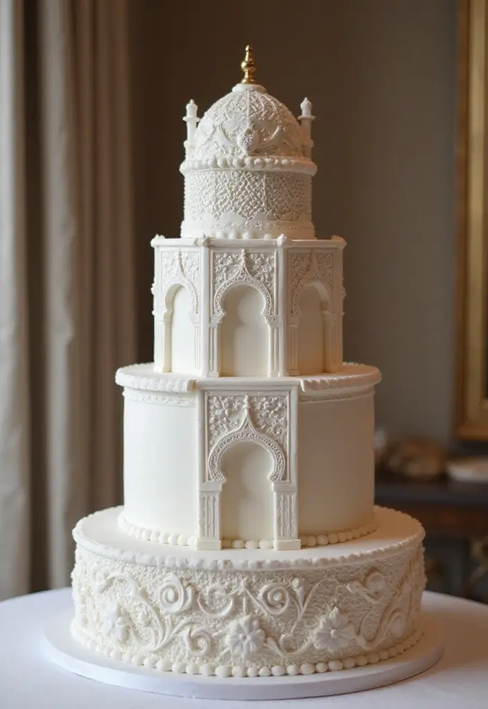 30 Nikkah Cake Ideas for an Elegant Islamic Wedding Celebration 69 30 Nikkah Cake Ideas for an Elegant Islamic Wedding Celebration - 11. Creative Architecture