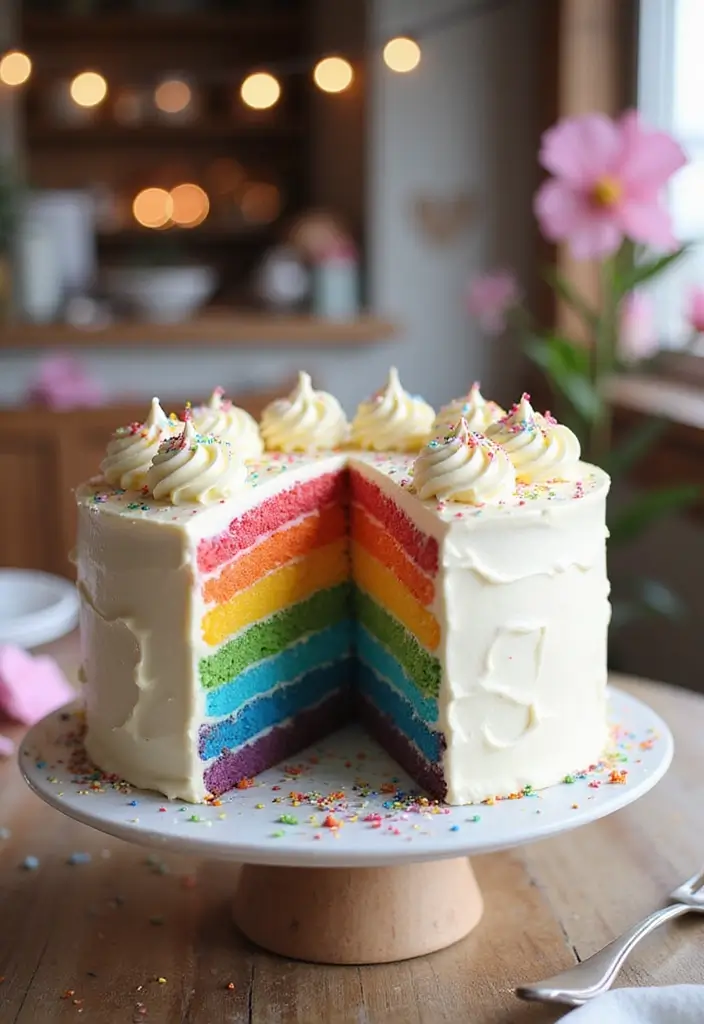 30 Nikkah Cake Ideas for an Elegant Islamic Wedding Celebration 83 30 Nikkah Cake Ideas for an Elegant Islamic Wedding Celebration - 13. Rainbow Surprise