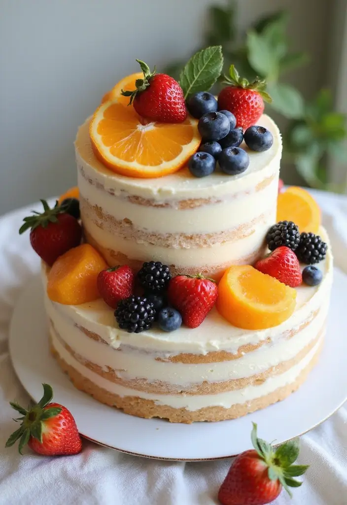 30 Nikkah Cake Ideas for an Elegant Islamic Wedding Celebration 90 30 Nikkah Cake Ideas for an Elegant Islamic Wedding Celebration - 14. Fruit Fantasia