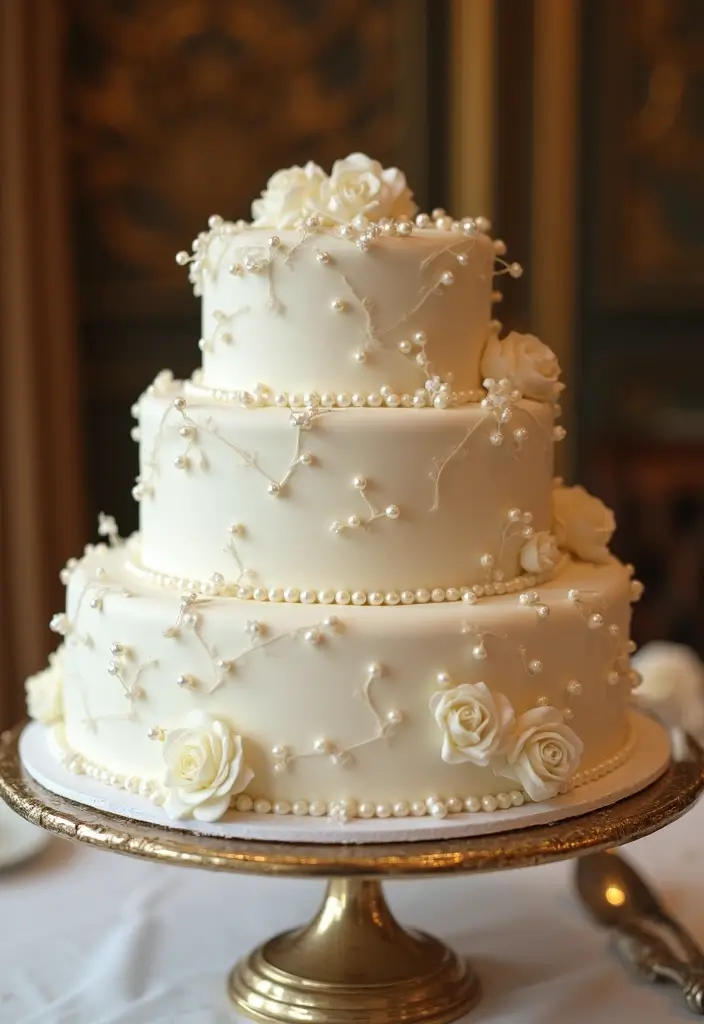 30 Nikkah Cake Ideas for an Elegant Islamic Wedding Celebration 102 30 Nikkah Cake Ideas for an Elegant Islamic Wedding Celebration - 16. Elegant Pearls