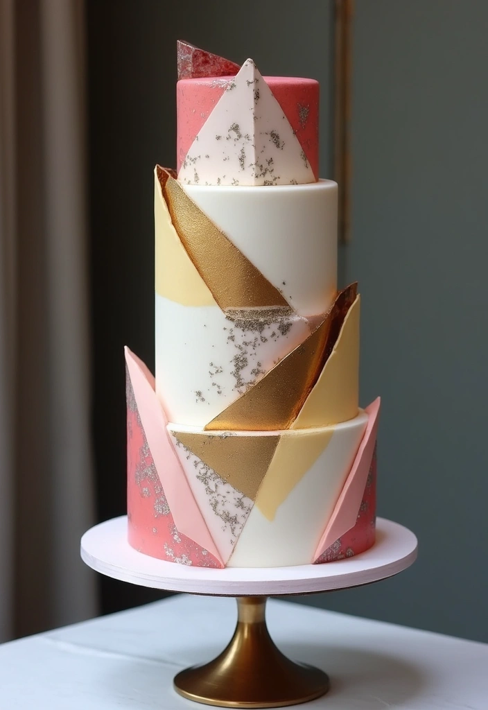 30 Nikkah Cake Ideas for an Elegant Islamic Wedding Celebration 6 30 Nikkah Cake Ideas for an Elegant Islamic Wedding Celebration - 2. Geometric Glam