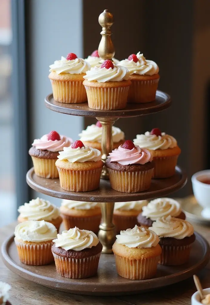 30 Nikkah Cake Ideas for an Elegant Islamic Wedding Celebration 145 30 Nikkah Cake Ideas for an Elegant Islamic Wedding Celebration - 23. Tiers of Cupcakes