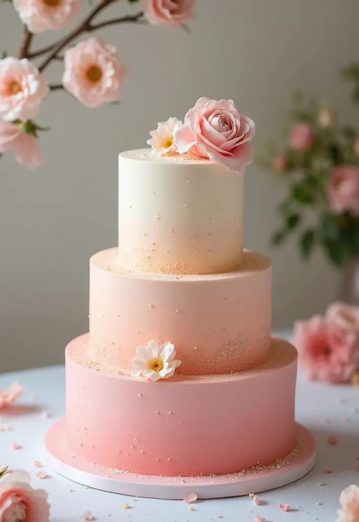 30 Nikkah Cake Ideas for an Elegant Islamic Wedding Celebration 20 30 Nikkah Cake Ideas for an Elegant Islamic Wedding Celebration - 4. Ombre Delight