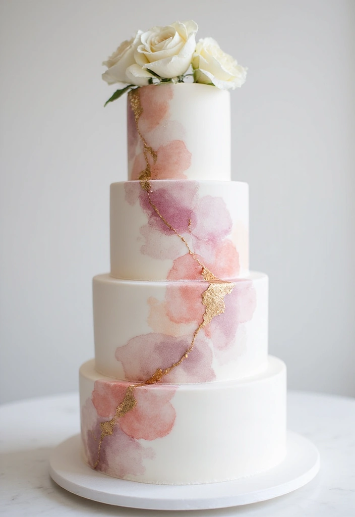 30 Nikkah Cake Ideas for an Elegant Islamic Wedding Celebration 48 30 Nikkah Cake Ideas for an Elegant Islamic Wedding Celebration - 8. Artistic Watercolors