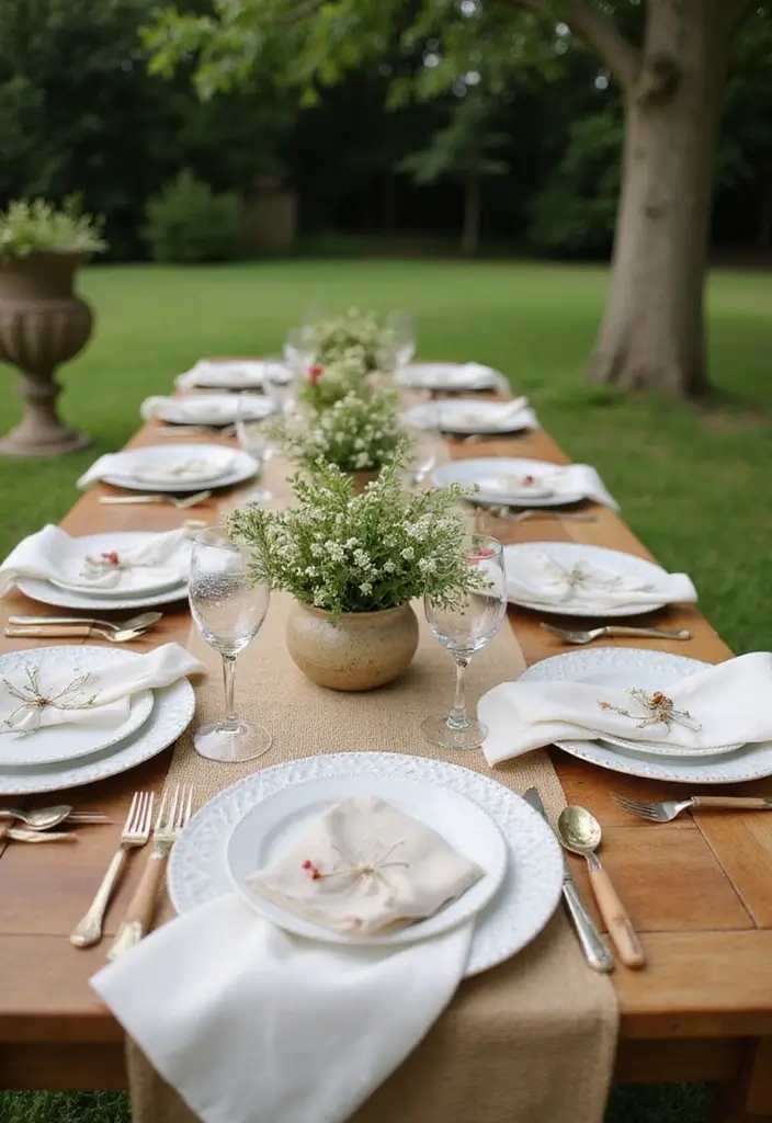30 Outdoor Bridal Shower Ideas for a Beautiful Garden Gathering - 11. Natural Table Settings