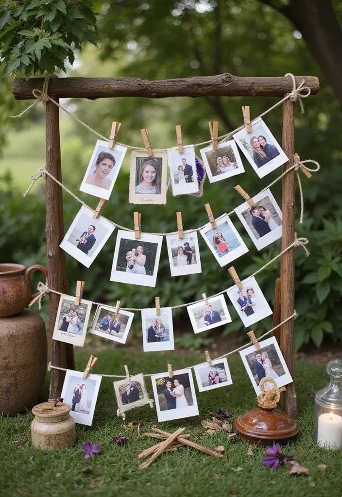 30 Outdoor Bridal Shower Ideas for a Beautiful Garden Gathering - 17. Vintage Photo Display