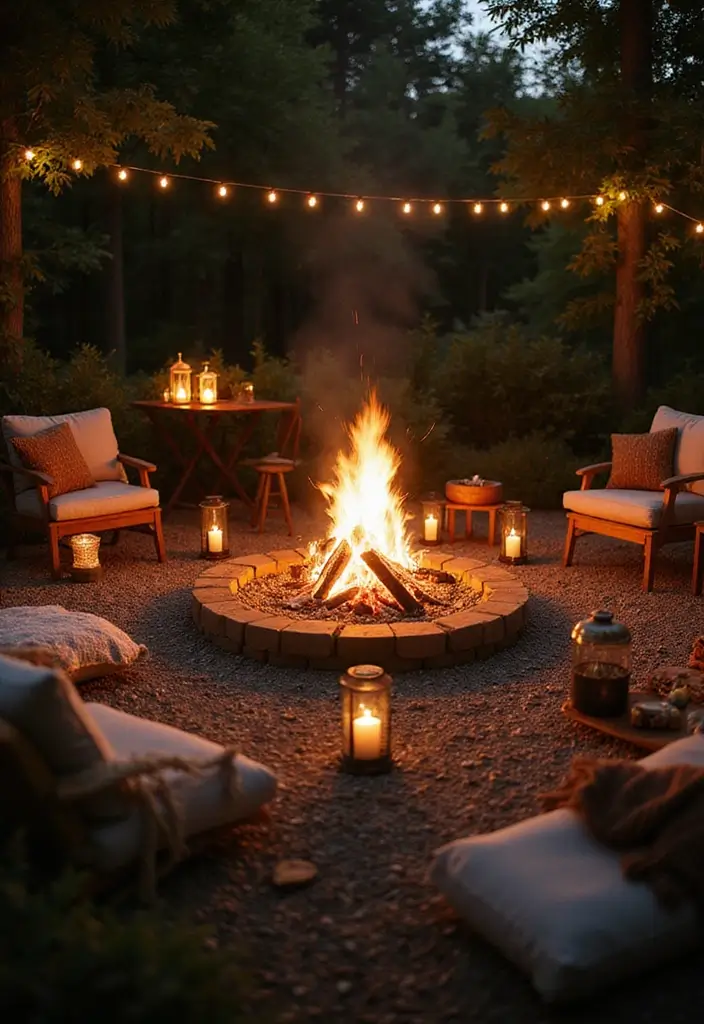 30 Outdoor Bridal Shower Ideas for a Beautiful Garden Gathering - 19. Cozy Bonfire Area