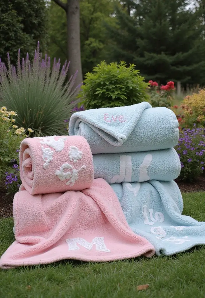 30 Outdoor Bridal Shower Ideas for a Beautiful Garden Gathering - 24. Personalized Blankets