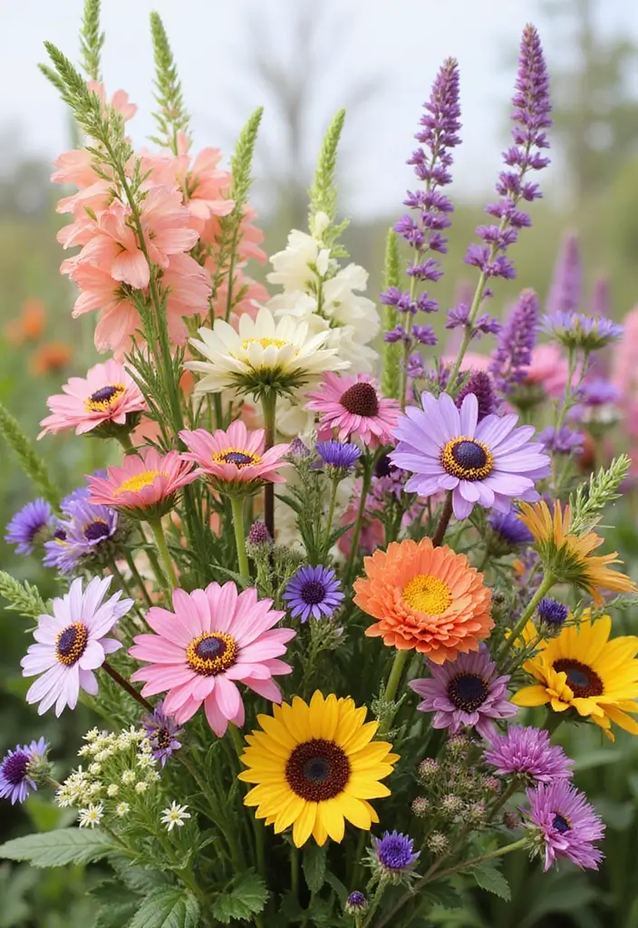 30 Outdoor Bridal Shower Ideas for a Beautiful Garden Gathering - 28. Wildflower Bouquets