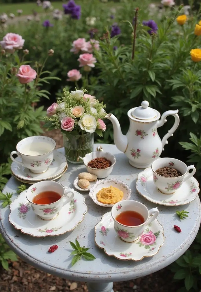 30 Outdoor Bridal Shower Ideas for a Beautiful Garden Gathering - 4. Vintage Tea Set