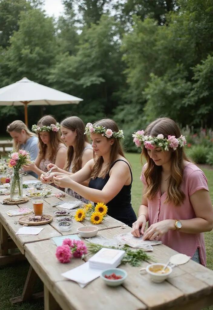 30 Outdoor Bridal Shower Ideas for a Beautiful Garden Gathering - 5. DIY Flower Crown Station
