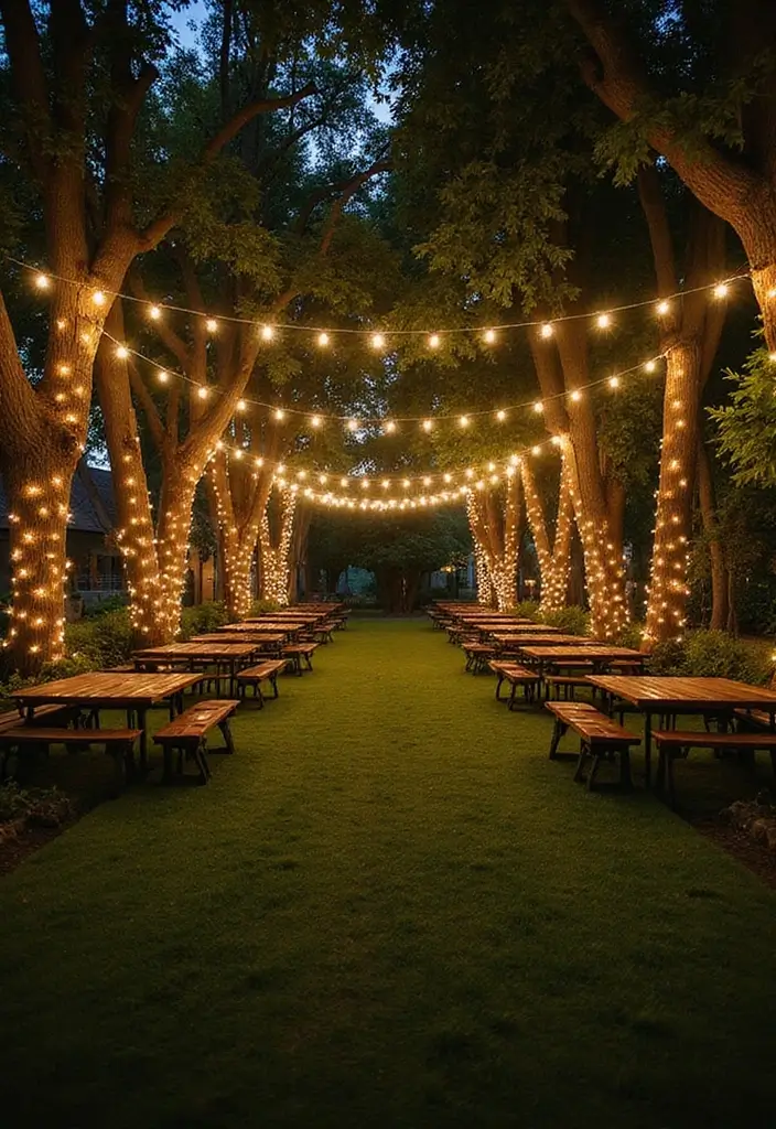 30 Outdoor Bridal Shower Ideas for a Beautiful Garden Gathering - 6. String Lights
