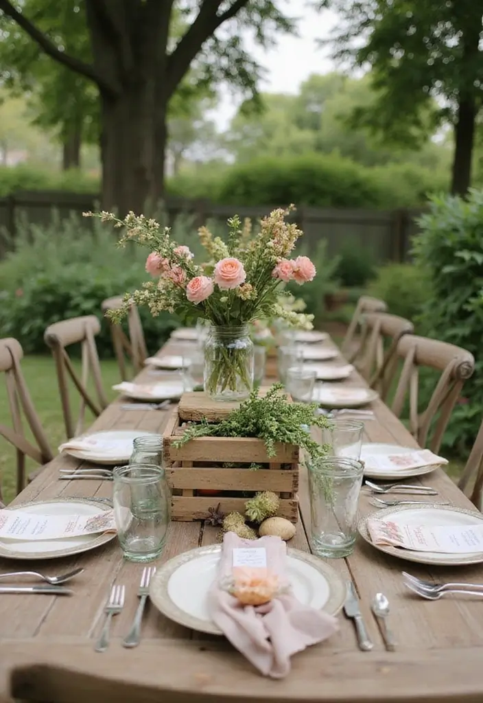 30 Outdoor Bridal Shower Ideas for a Beautiful Garden Gathering - 7. Rustic Centerpieces