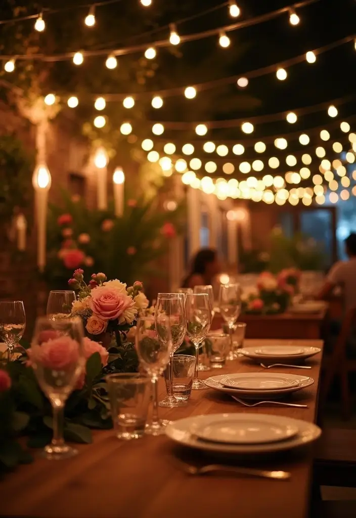 30 Parisian Bridal Shower Ideas for Chic French Elegance - 20. Romantic String Lights