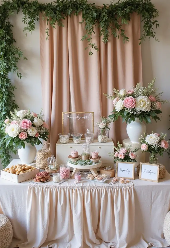 30 Parisian Bridal Shower Ideas for Chic French Elegance - 22. Beautifully Decorated Gift Table