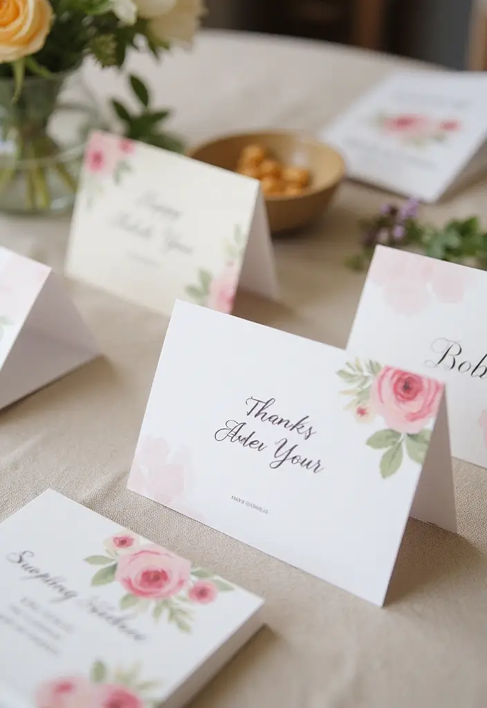 30 Parisian Bridal Shower Ideas for Chic French Elegance - 26. Personalized Thank You Cards