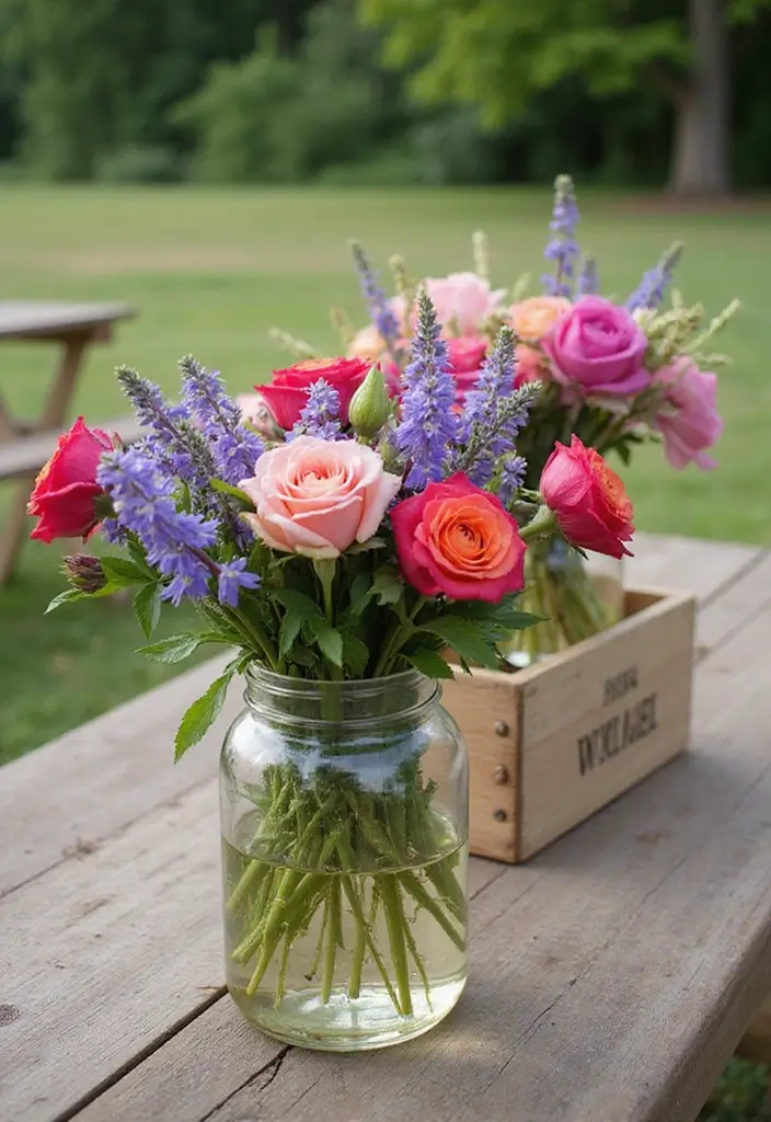 30 Picnic Bridal Shower Ideas for a Relaxed Outdoor Celebration - 5. Floral Centerpieces