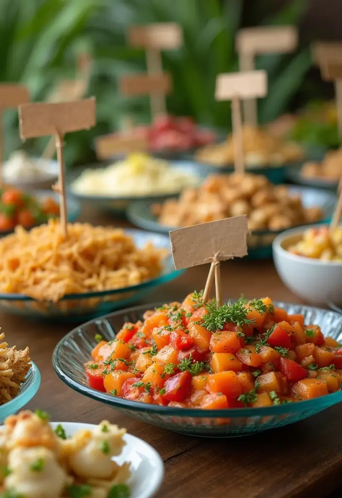 30 Pool Bridal Shower Ideas for a Fun and Splashy Celebration - 11. Eco-Friendly Buffet Setup