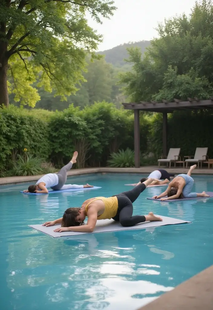 30 Pool Bridal Shower Ideas for a Fun and Splashy Celebration - 12. Poolside Yoga Session