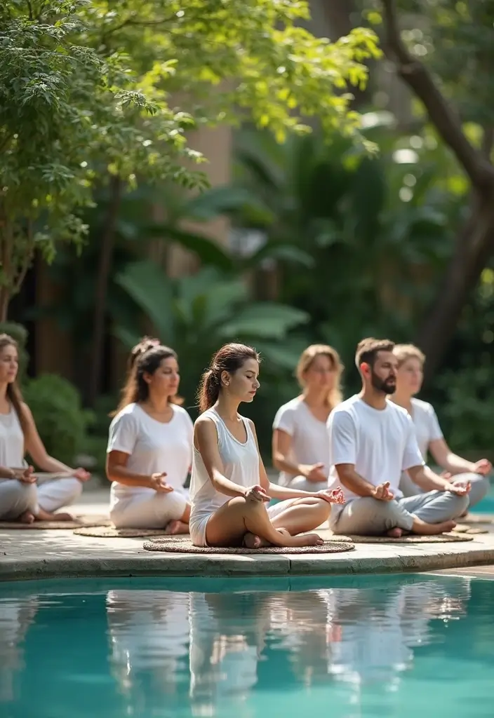 30 Pool Bridal Shower Ideas for a Fun and Splashy Celebration - 18. Group Meditation Session