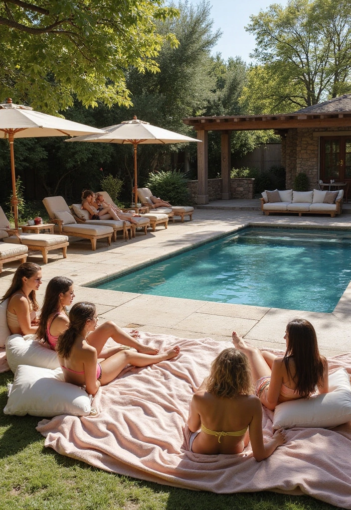 30 Pool Bridal Shower Ideas for a Fun and Splashy Celebration - 25. Picnic-Style Seating