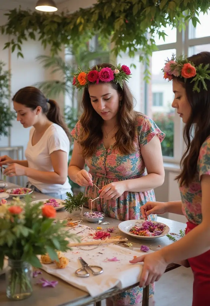 30 Pool Bridal Shower Ideas for a Fun and Splashy Celebration - 9. DIY Flower Crown Station