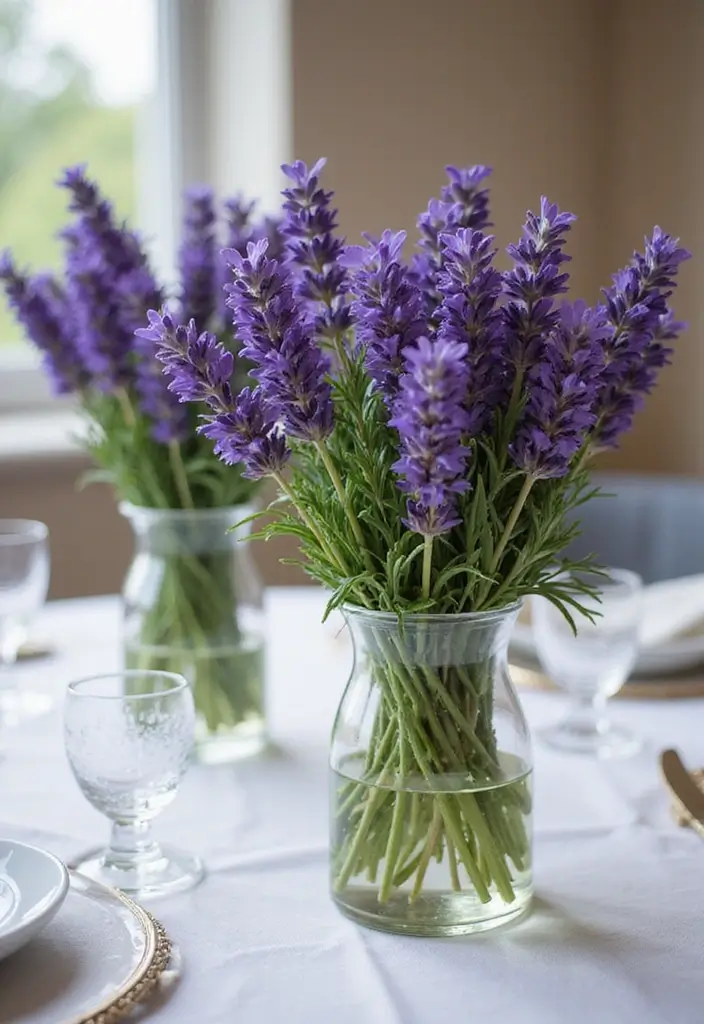 30 Purple Bridal Shower Ideas for a Lovely Lavender Look - 1. Lavender Centerpieces