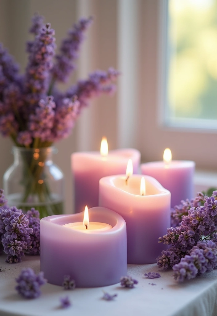 30 Purple Bridal Shower Ideas for a Lovely Lavender Look - 12. Lavender Scented Candles
